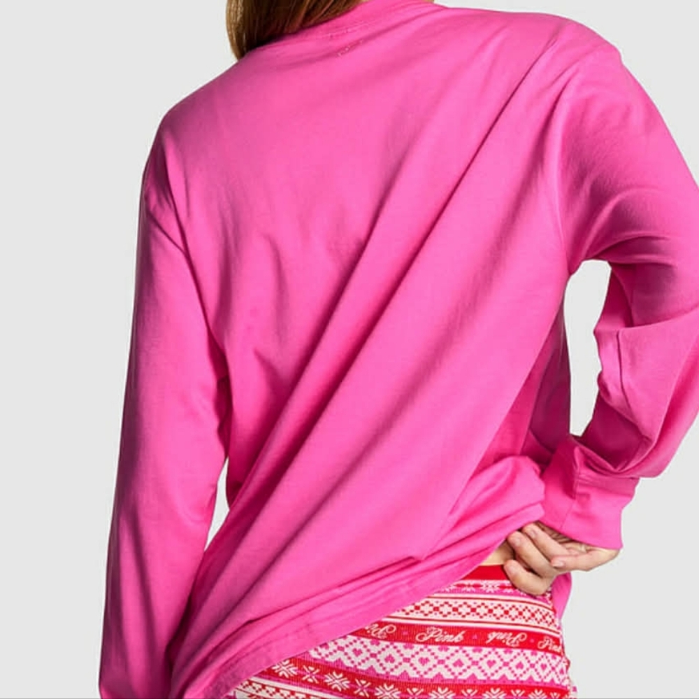 PINK Campus Cotton  Long Sleeve Graphic Tee Size XS NWT - Picture 8 of 8